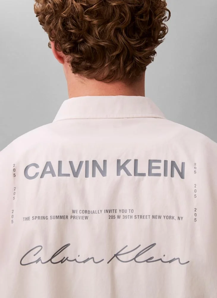 Calvin Klein Jeans White Sand Relaxed Boxy Poplin Short Sleeve Shirt for Men | Best Price UAE